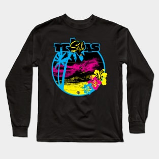 Texas Style Surfer in CMYK Long Sleeve T-Shirt